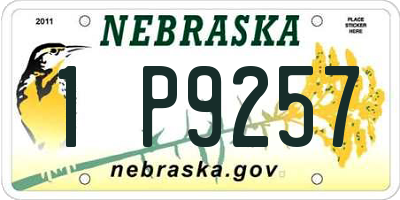 NE license plate 1P9257