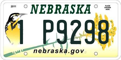 NE license plate 1P9298