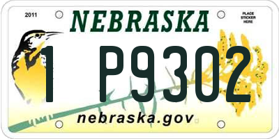 NE license plate 1P9302
