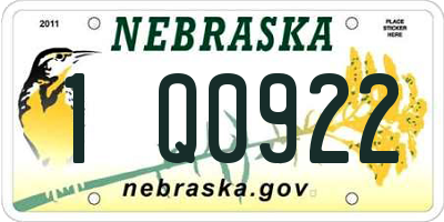 NE license plate 1Q0922