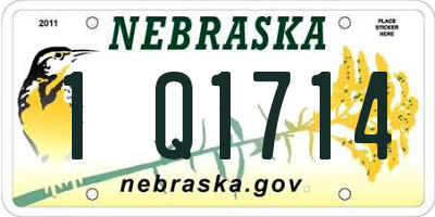 NE license plate 1Q1714
