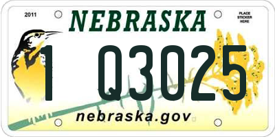 NE license plate 1Q3025