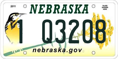 NE license plate 1Q3208