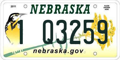 NE license plate 1Q3259