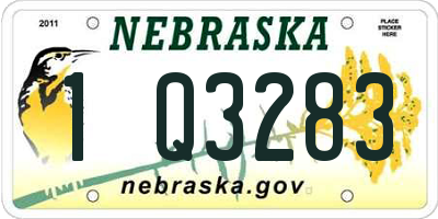 NE license plate 1Q3283