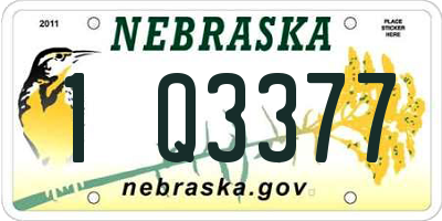 NE license plate 1Q3377