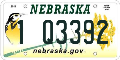 NE license plate 1Q3392
