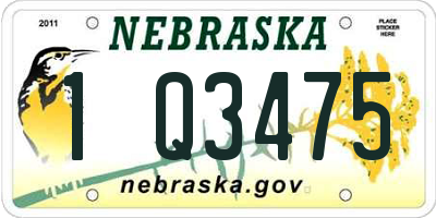 NE license plate 1Q3475
