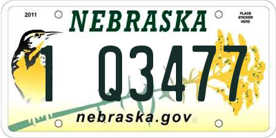 NE license plate 1Q3477