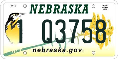 NE license plate 1Q3758