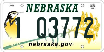 NE license plate 1Q3772
