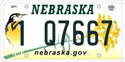 NE license plate 1Q7667