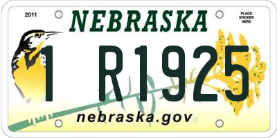 NE license plate 1R1925