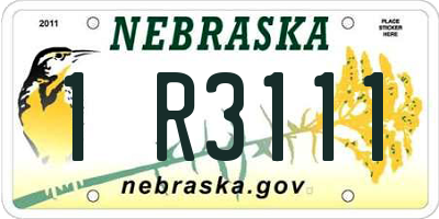 NE license plate 1R3111