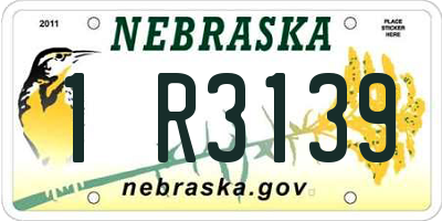 NE license plate 1R3139