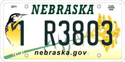 NE license plate 1R3803