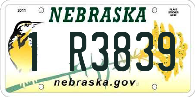 NE license plate 1R3839