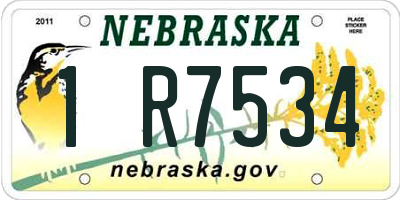 NE license plate 1R7534