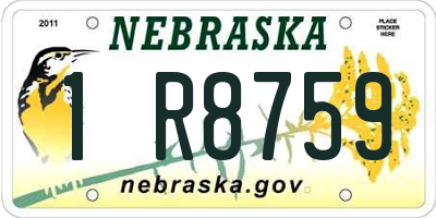 NE license plate 1R8759