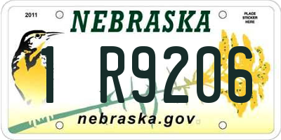 NE license plate 1R9206