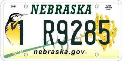 NE license plate 1R9285