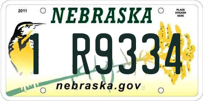 NE license plate 1R9334