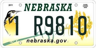 NE license plate 1R9810