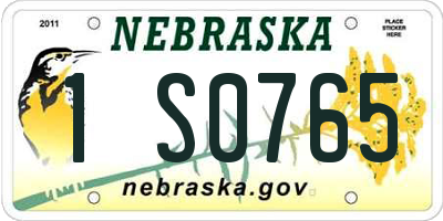 NE license plate 1S0765