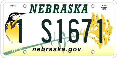 NE license plate 1S1671