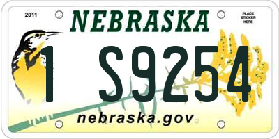 NE license plate 1S9254