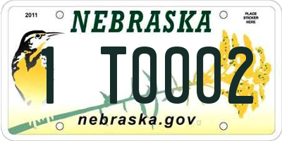 NE license plate 1T0002