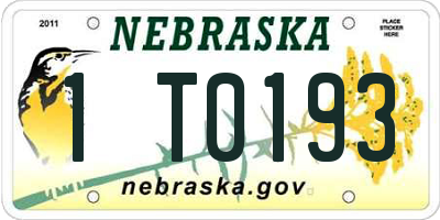 NE license plate 1T0193
