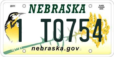 NE license plate 1T0754