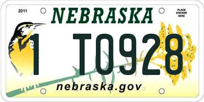 NE license plate 1T0928