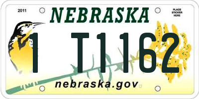 NE license plate 1T1162