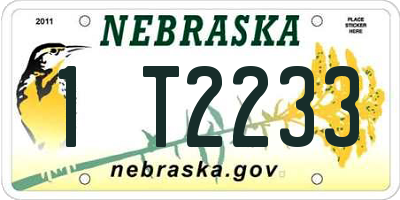 NE license plate 1T2233