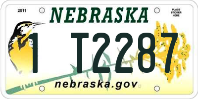 NE license plate 1T2287