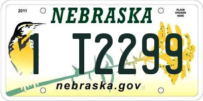 NE license plate 1T2299