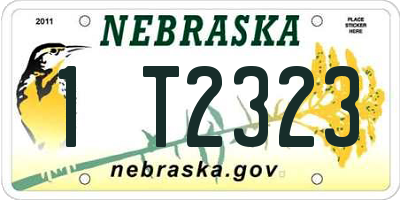 NE license plate 1T2323