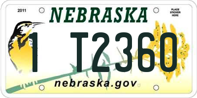 NE license plate 1T2360