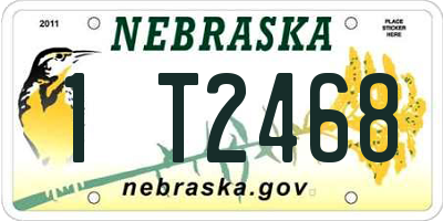 NE license plate 1T2468