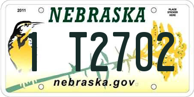 NE license plate 1T2702
