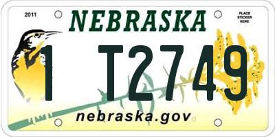 NE license plate 1T2749