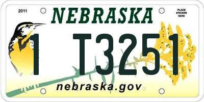 NE license plate 1T3251