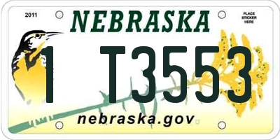 NE license plate 1T3553