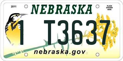 NE license plate 1T3637