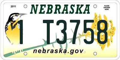 NE license plate 1T3758