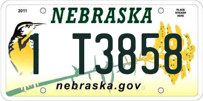 NE license plate 1T3858