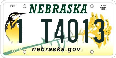 NE license plate 1T4013
