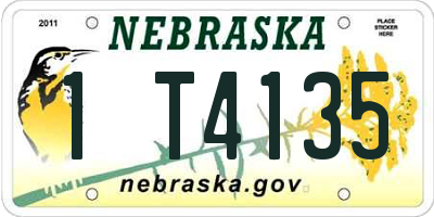 NE license plate 1T4135